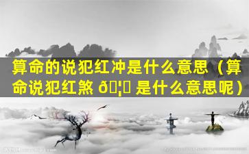 算命的说犯红冲是什么意思（算命说犯红煞 🦄 是什么意思呢）